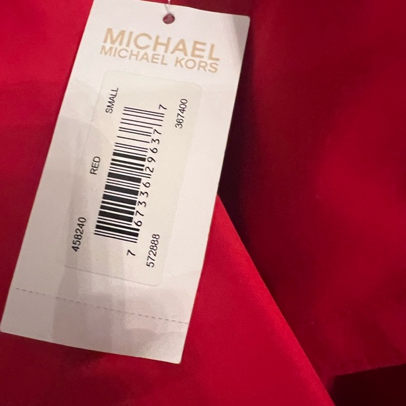Michael Kors Red Trench Rain Coat Jacket Buttons Belted Small NEW - Picture 6 of 8